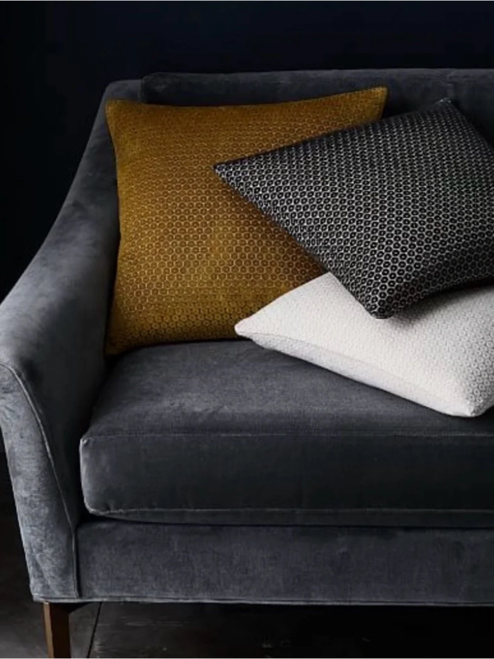 West Elm Honeycomb Jacquard Velvet Pillow Cover 18” Charcoal